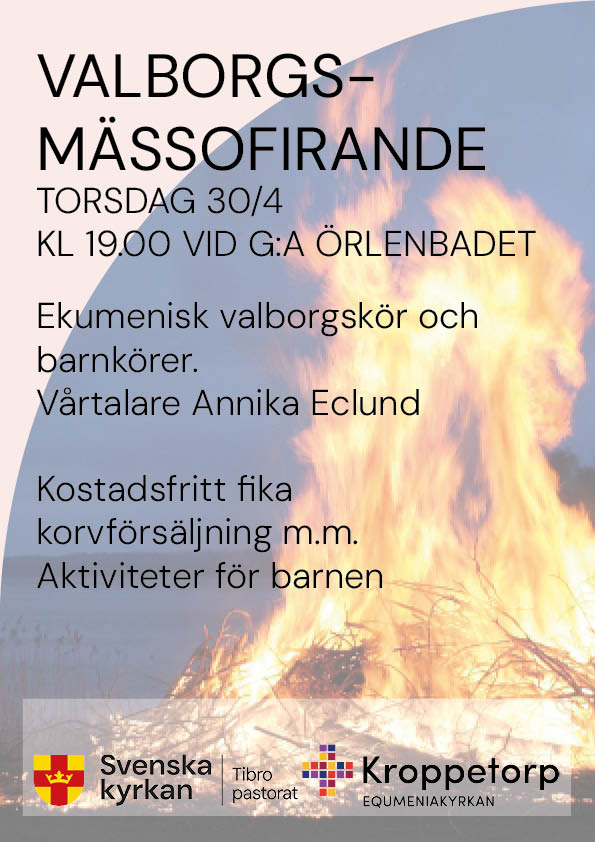 Informationsblad om Valborgsfirande vid Gamla Örlenbadet 19.00